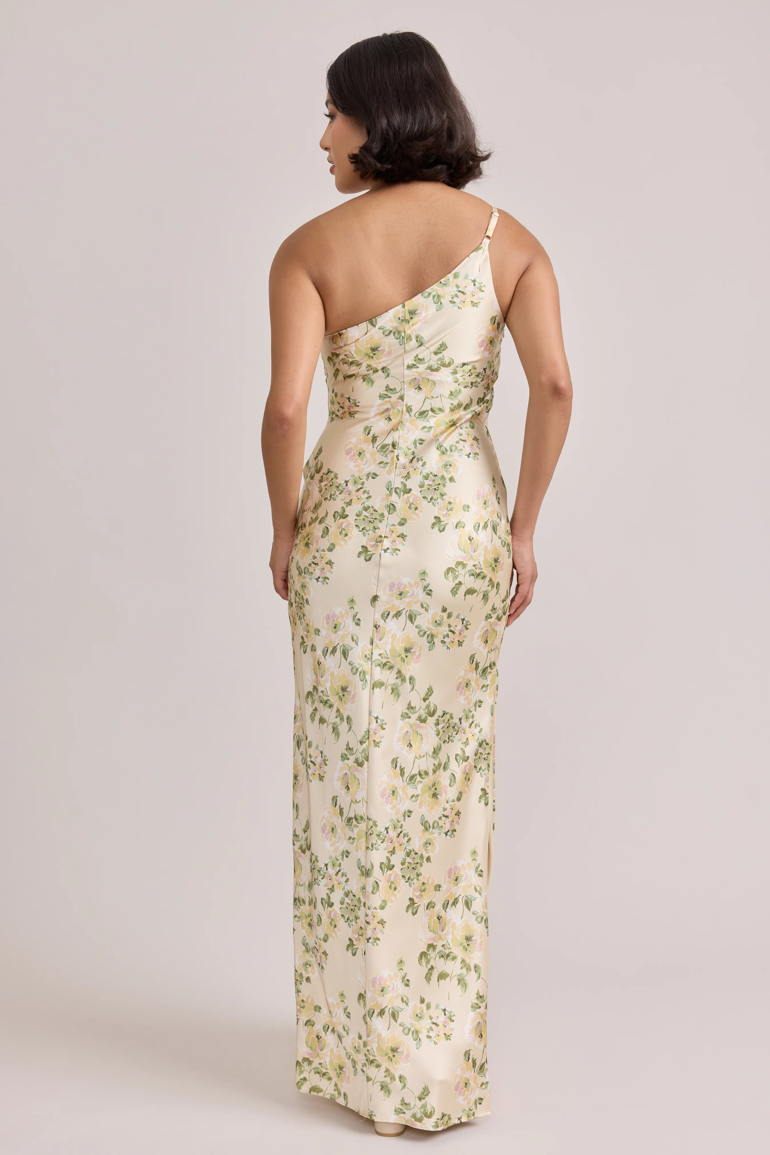 Jade Satin Floral Print Dress | Made To Order - Image 99