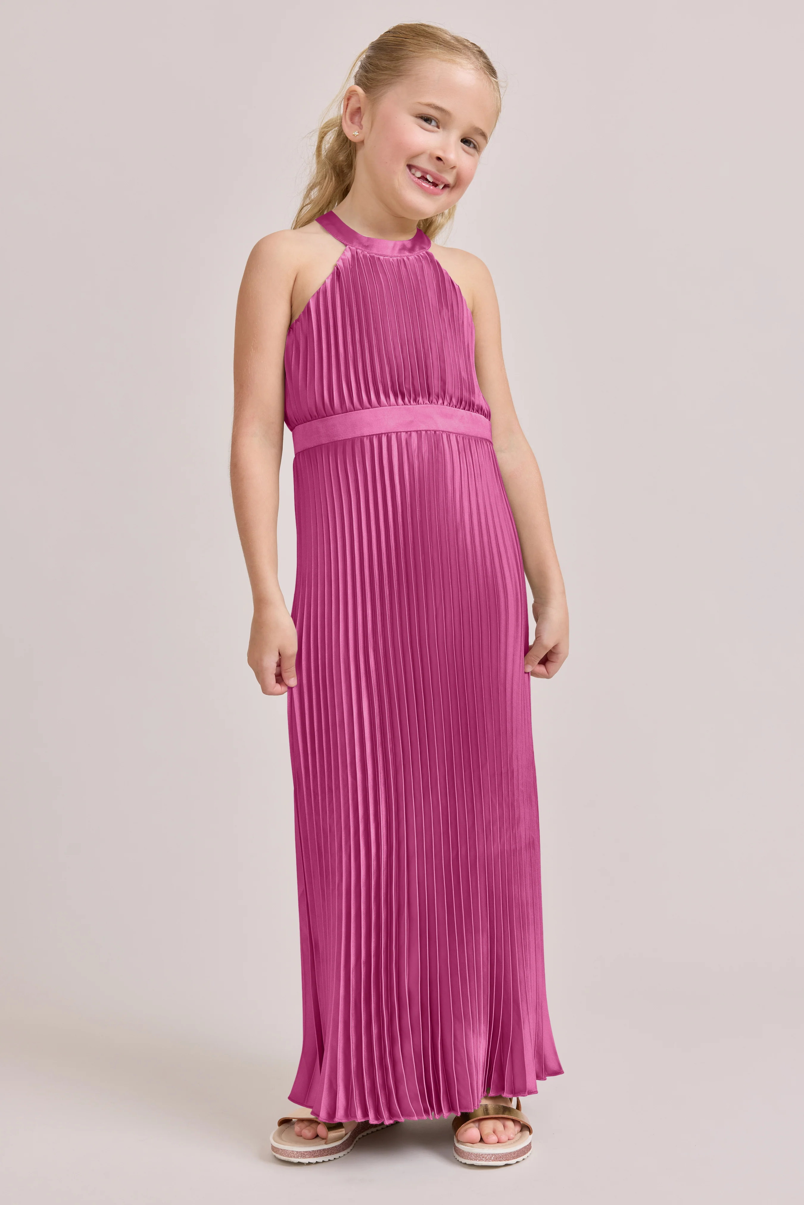 Juniors Mazie Satin Pleated Dress | Made To Order - Image 8