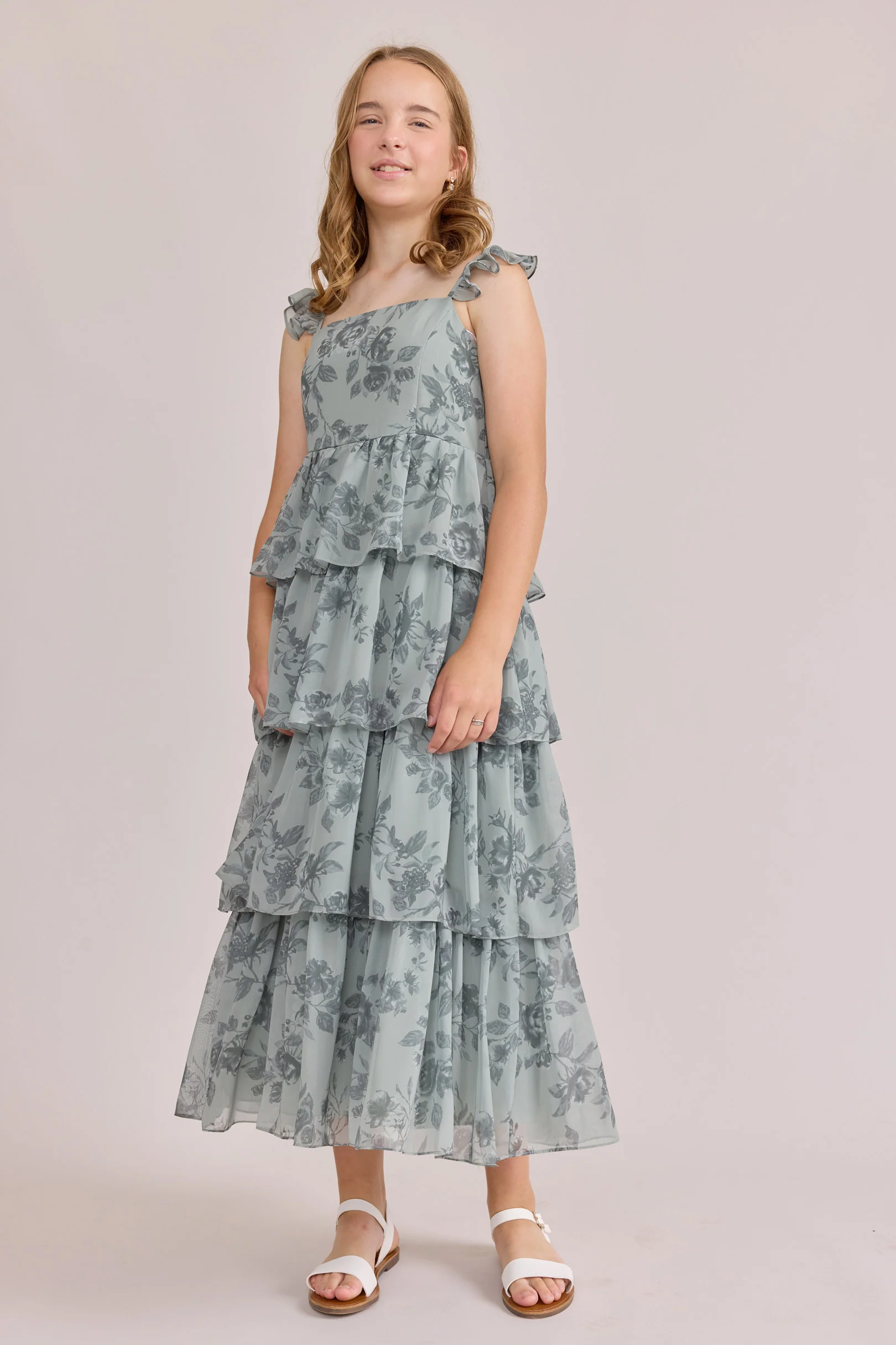 Juniors Poppy Chiffon Floral Print Dress | Made To Order - Image 19