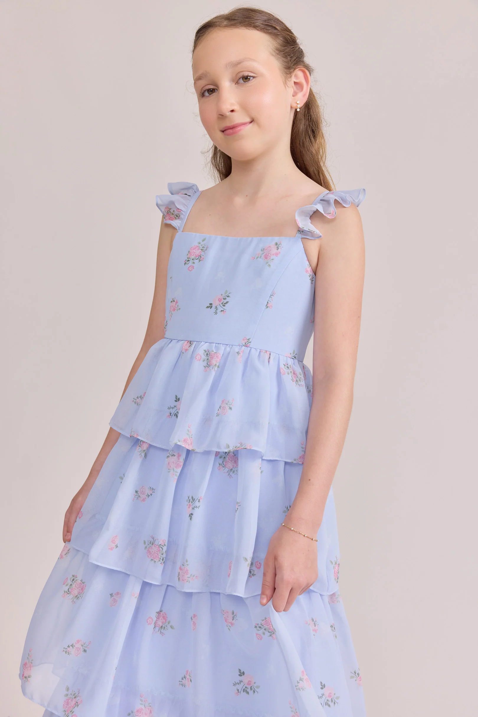 Juniors Poppy Chiffon Floral Print Dress | Made To Order - Image 23