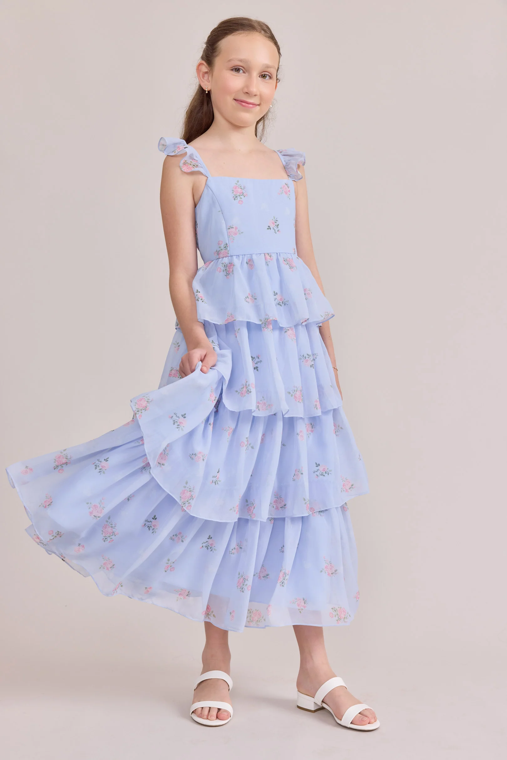 Juniors Poppy Chiffon Floral Print Dress | Made To Order - Image 24