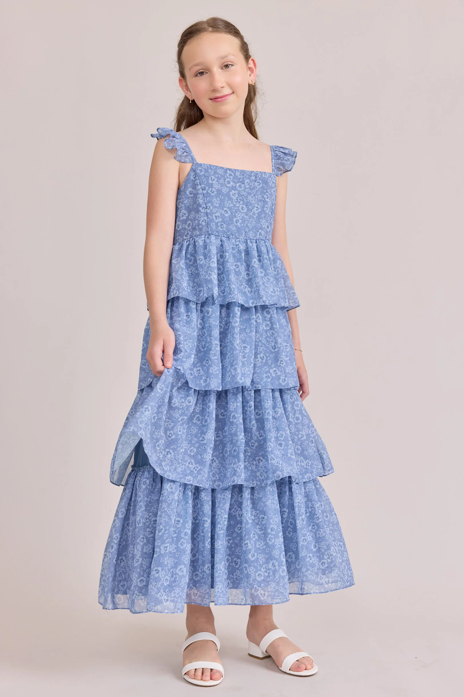 Juniors Poppy Chiffon Floral Print Dress | Made To Order - Image 36