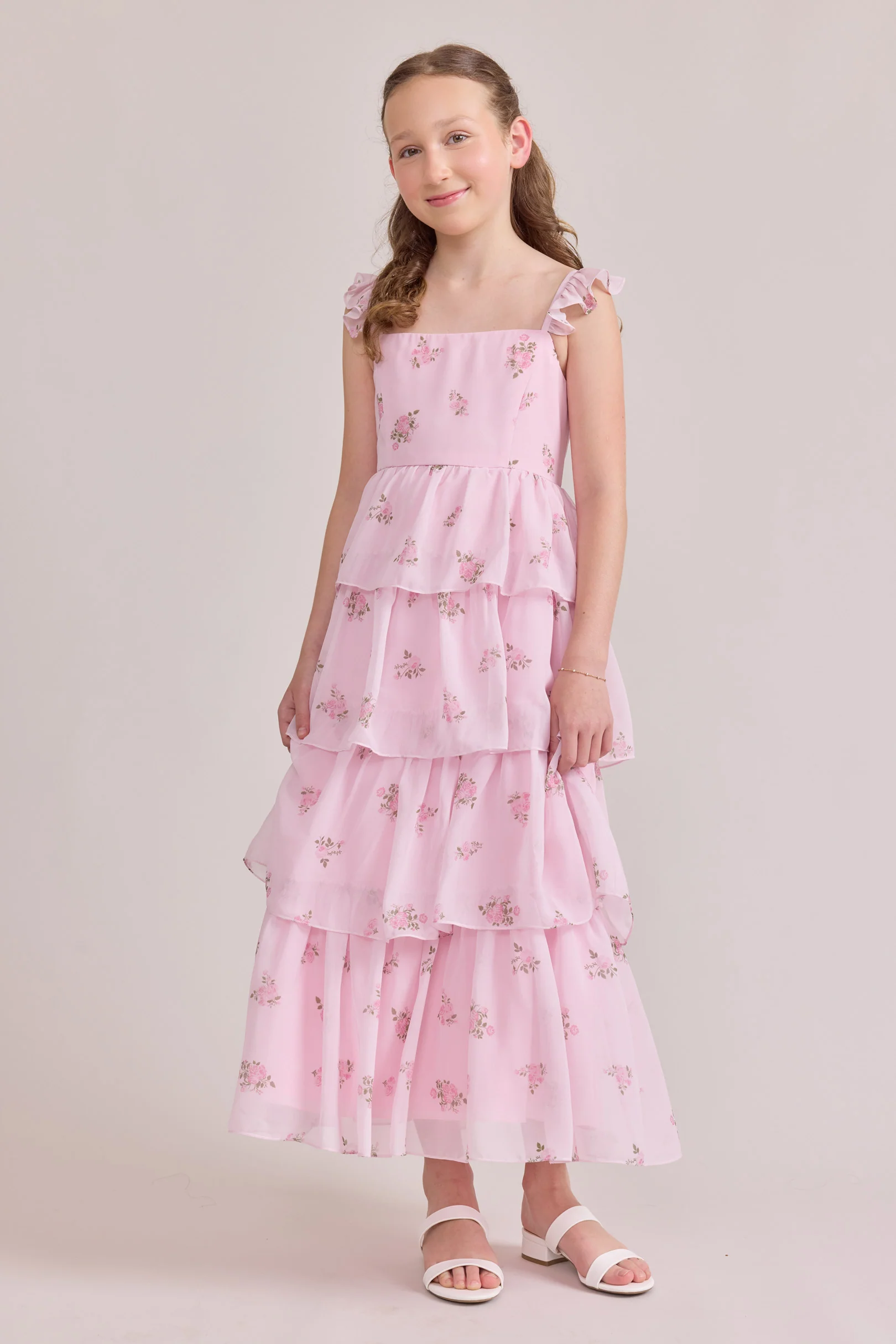 Juniors Poppy Chiffon Floral Print Dress | Made To Order - Image 49