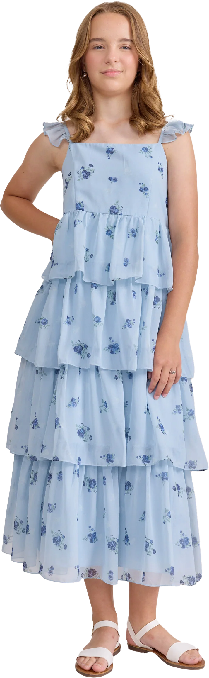 Juniors Poppy Chiffon Floral Print Dress | Made To Order - Image 71