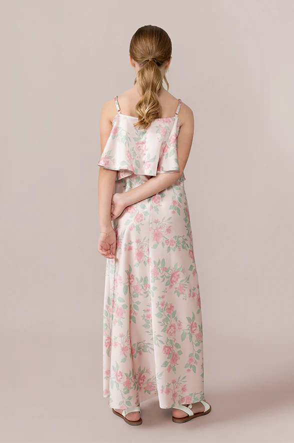 Juniors Riley Convertible Satin Floral Print Dress | Made To Order - Image 10