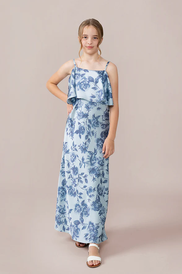 Juniors Riley Convertible Satin Floral Print Dress | Made To Order - Image 11