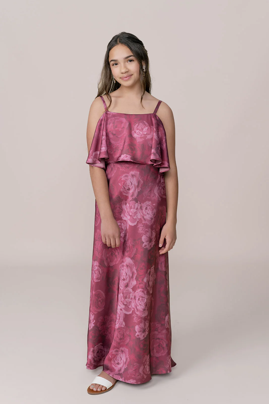 Juniors Riley Convertible Satin Floral Print Dress | Made To Order - Image 6