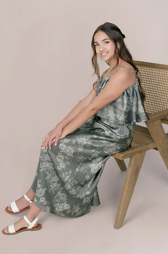 Juniors Riley Convertible Satin Floral Print Dress | Made To Order - Image 7