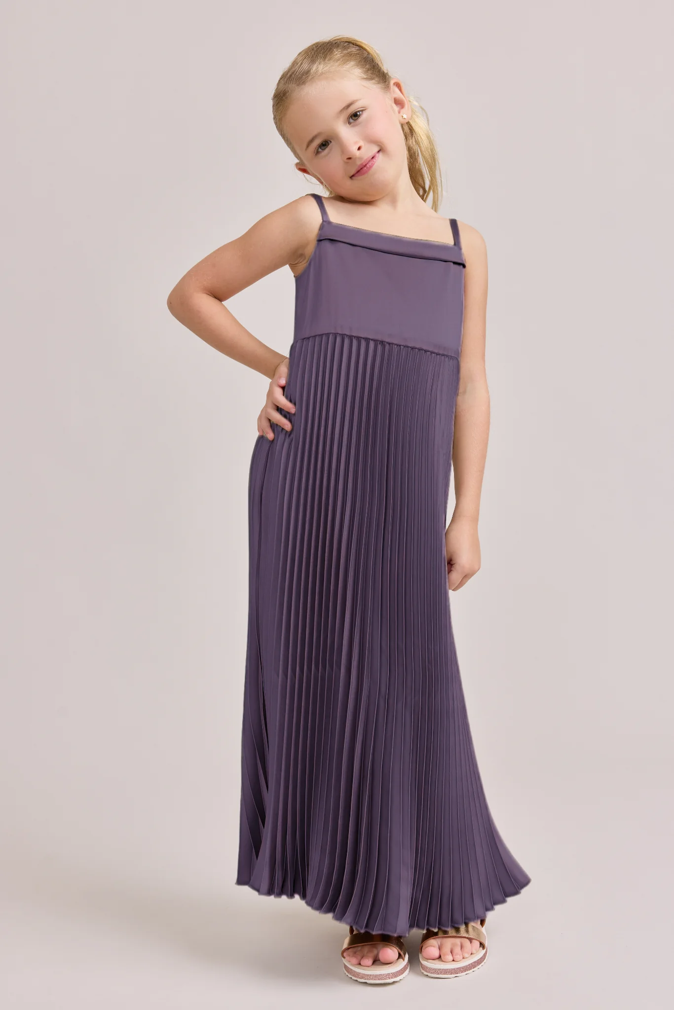 Juniors Saylor Satin Pleated Dress | Made To Order - Image 15