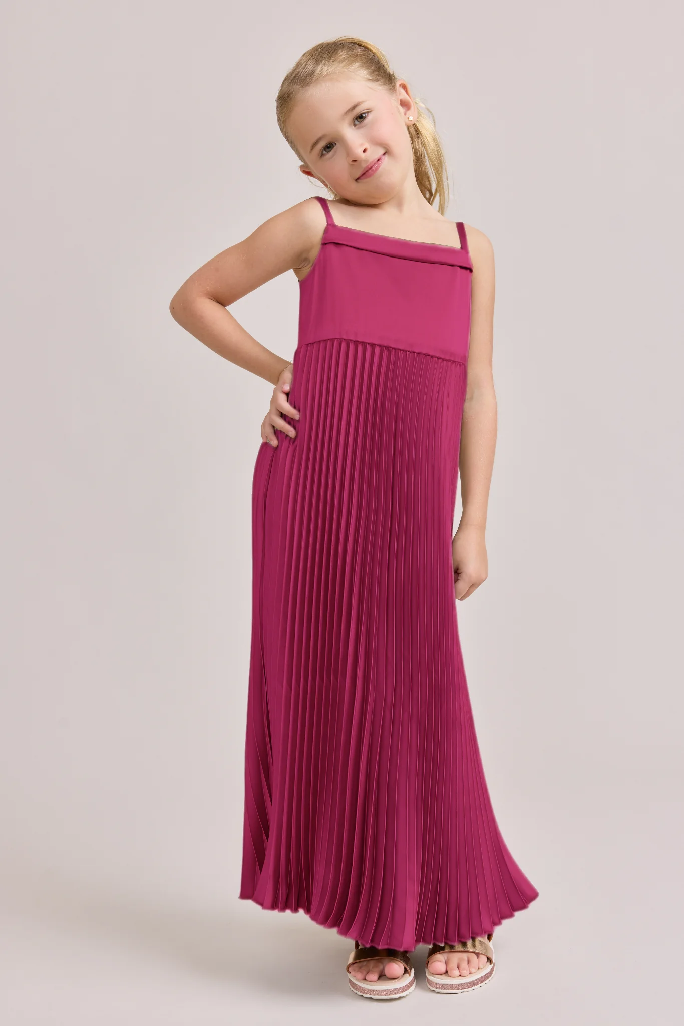 Juniors Saylor Satin Pleated Dress | Made To Order - Image 17