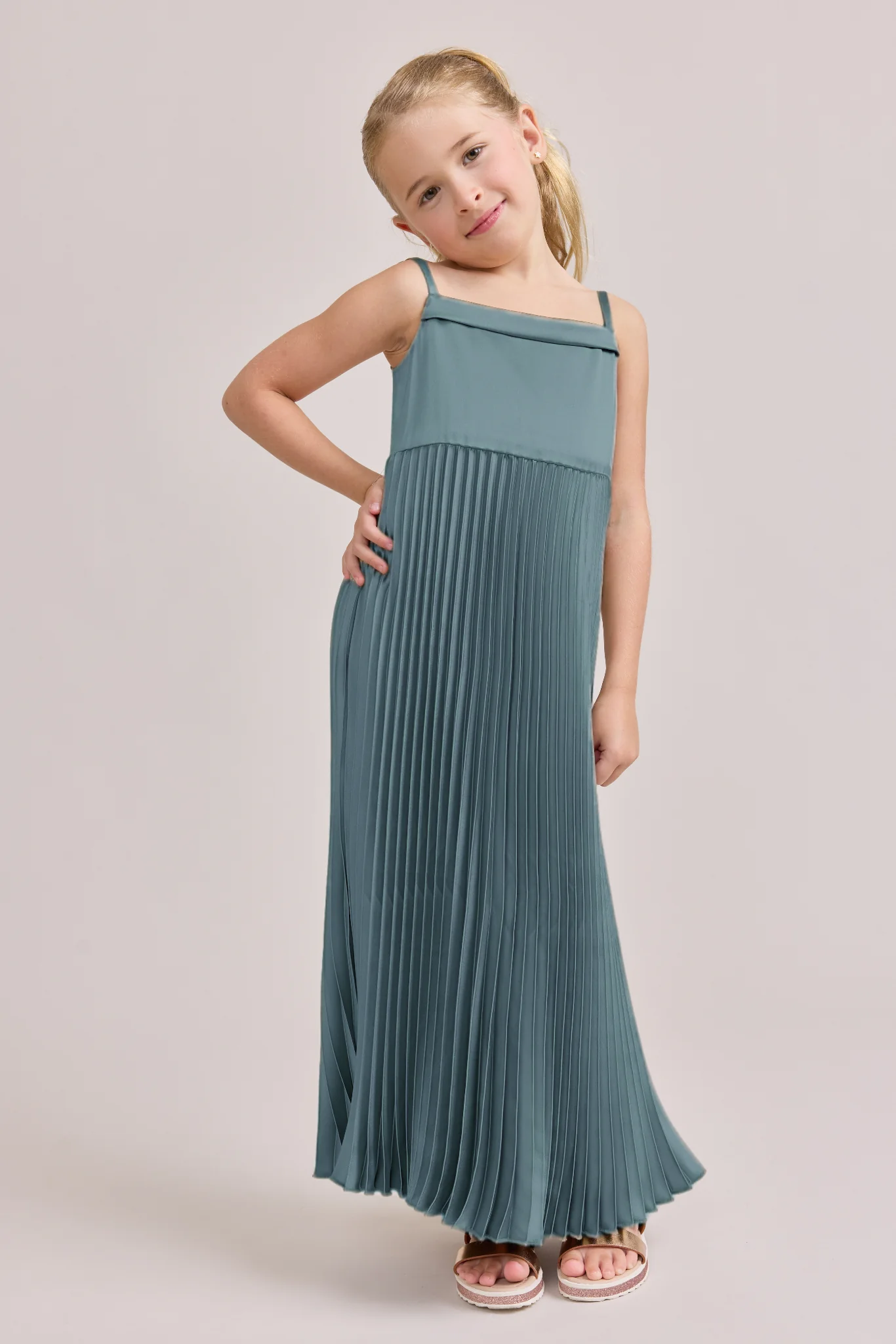 Juniors Saylor Satin Pleated Dress | Made To Order - Image 7