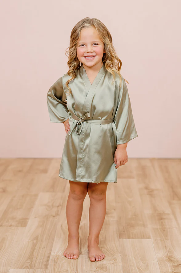 Kids Getting Ready Satin Floral Print Robe | Made To Order - Image 3