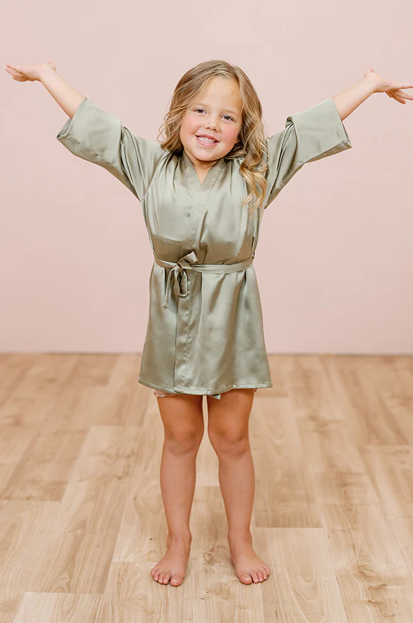 Kids Getting Ready Satin Floral Print Robe | Made To Order - Image 4