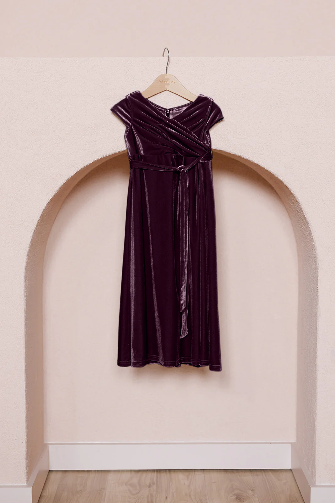 Kids Harper Faux-Wrap Velvet Dress | Made To Order - Image 10