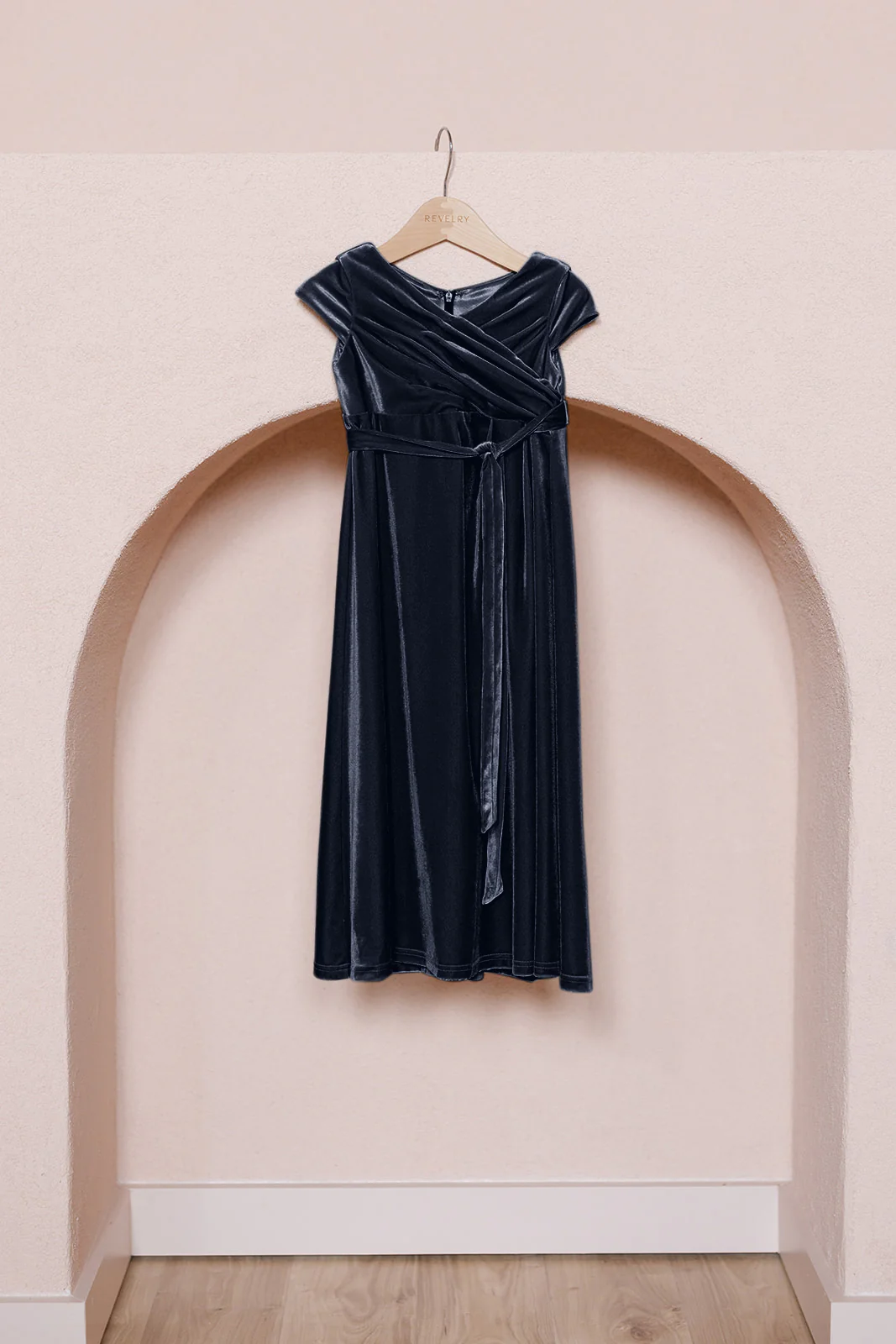 Kids Harper Faux-Wrap Velvet Dress | Made To Order - Image 12