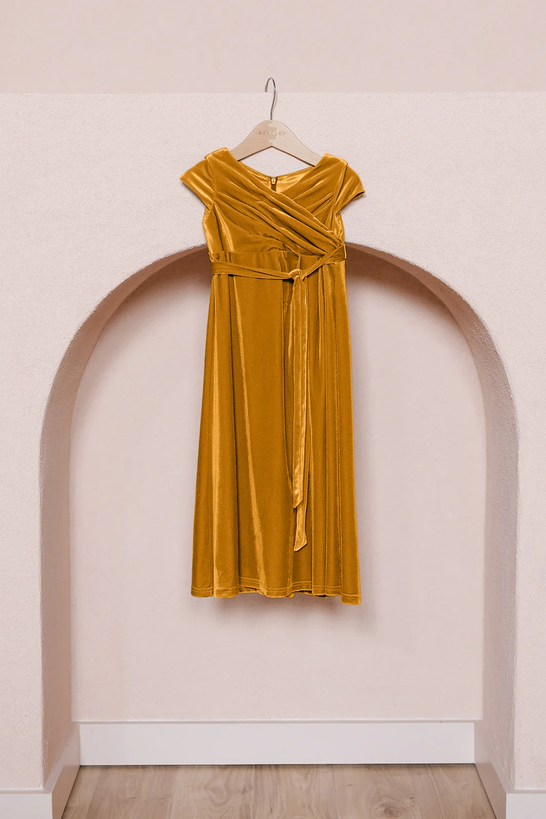 Kids Harper Faux-Wrap Velvet Dress | Made To Order - Image 15
