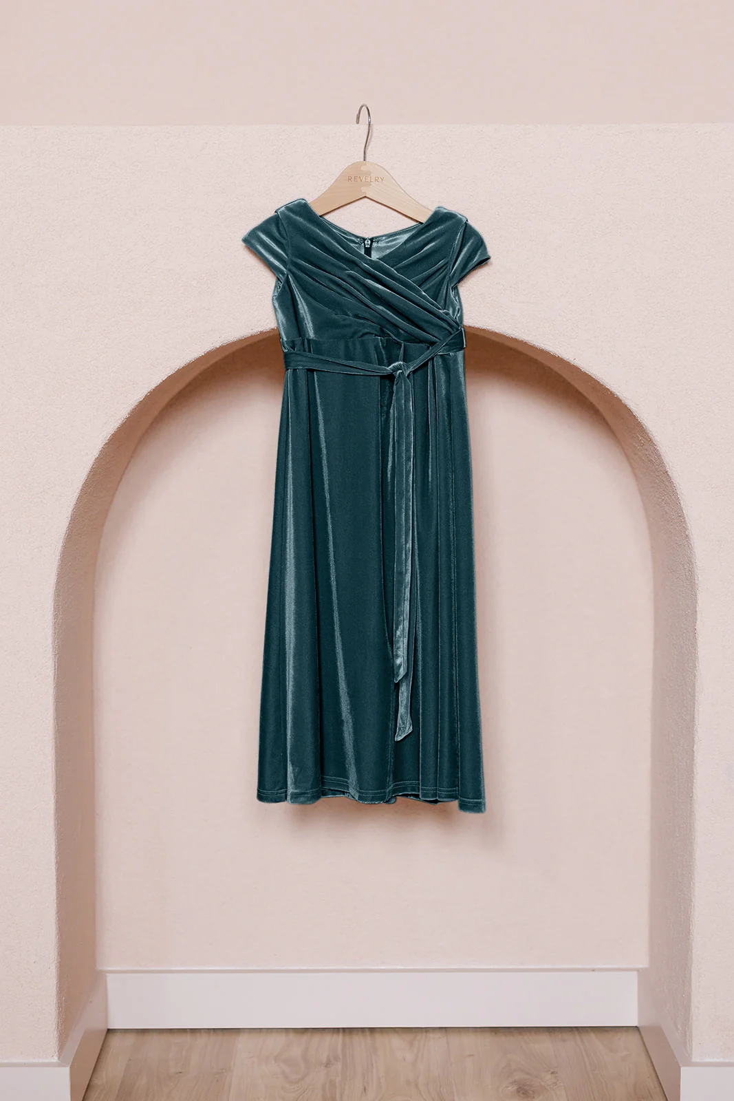 Kids Harper Faux-Wrap Velvet Dress | Made To Order - Image 16