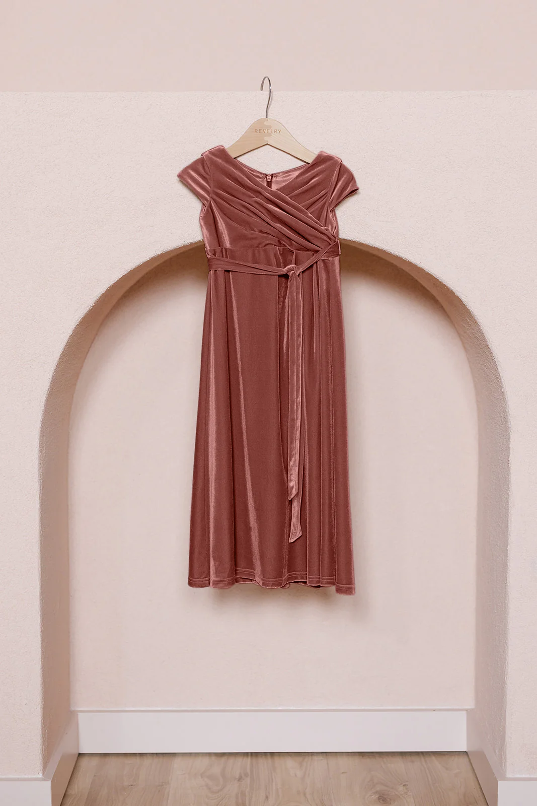 Kids Harper Faux-Wrap Velvet Dress | Made To Order - Image 17