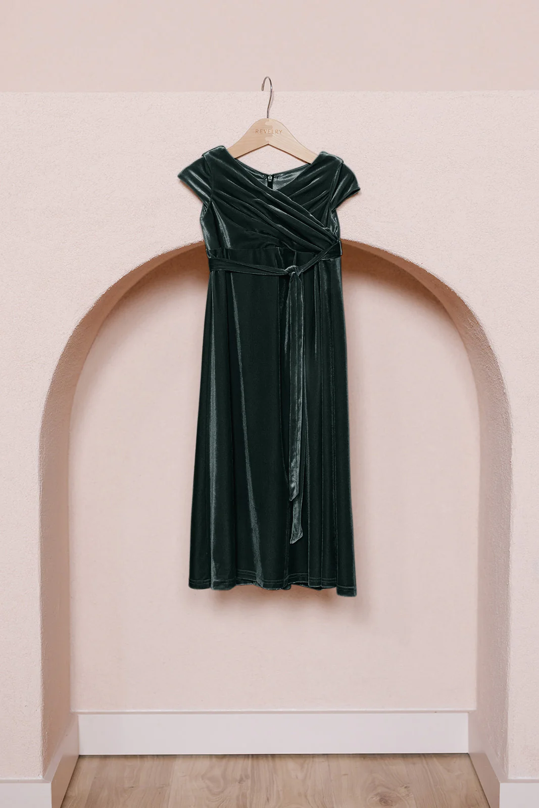Kids Harper Faux-Wrap Velvet Dress | Made To Order - Image 24
