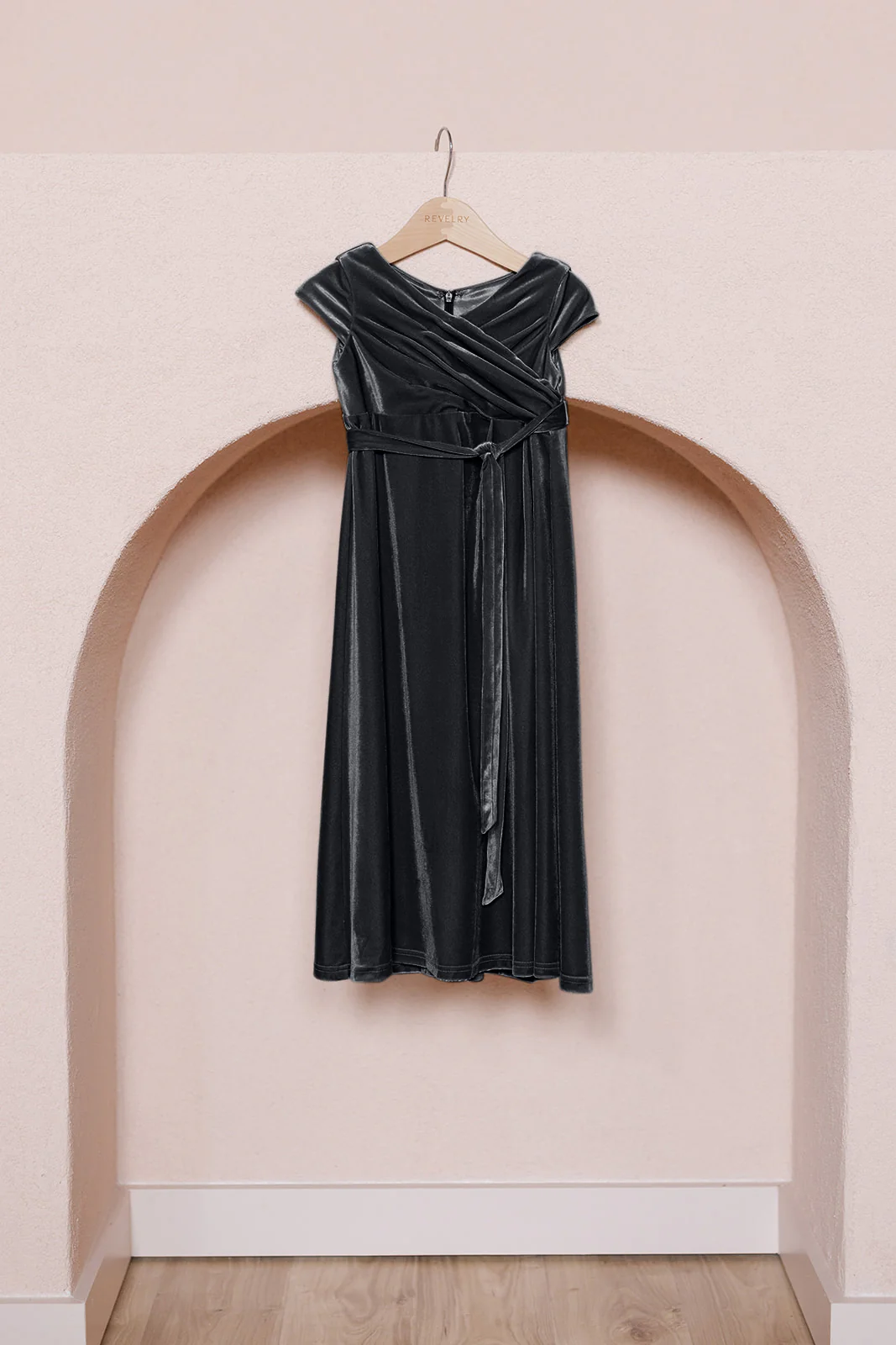 Kids Harper Faux-Wrap Velvet Dress | Made To Order - Image 29