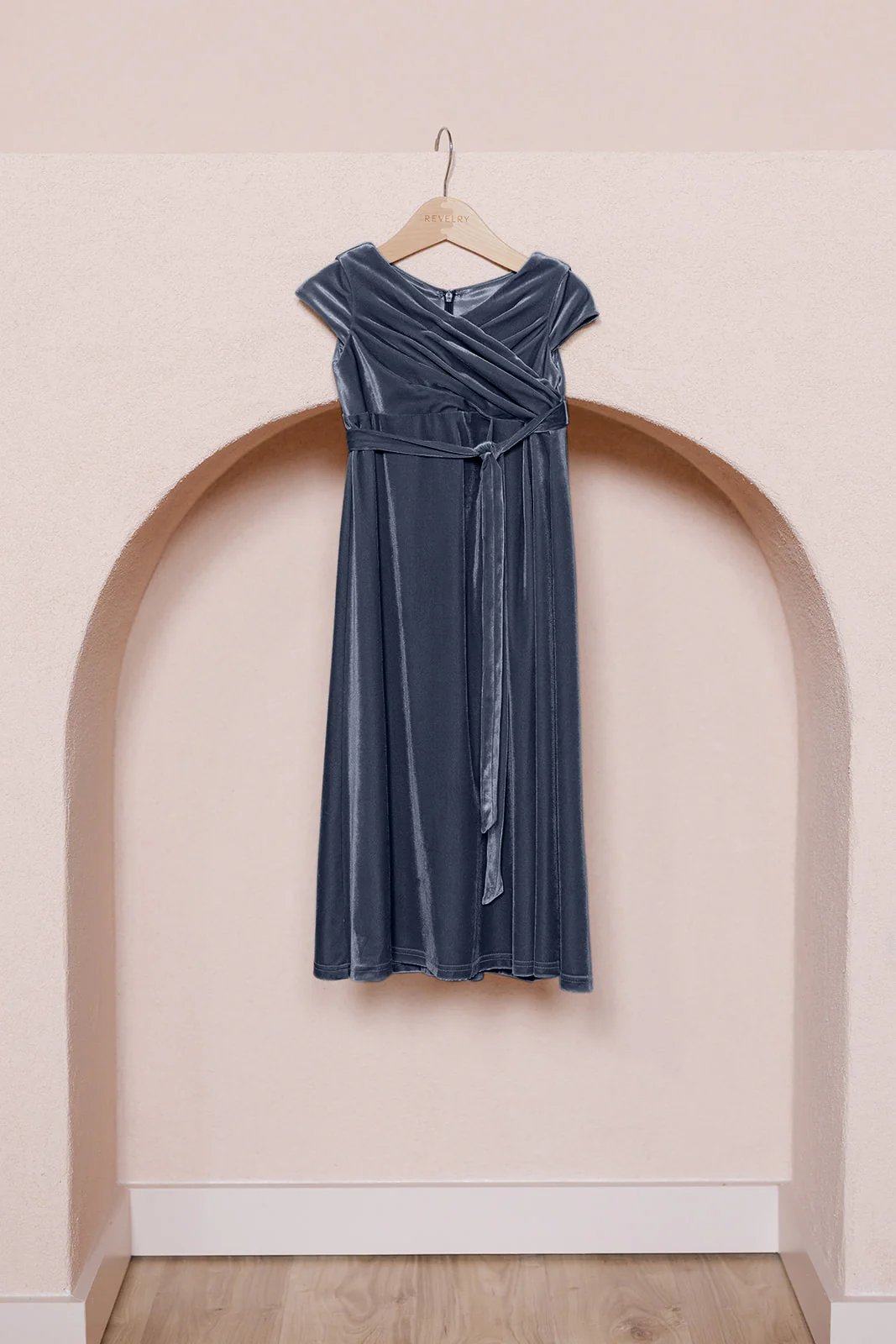 Kids Harper Faux-Wrap Velvet Dress | Made To Order - Image 7