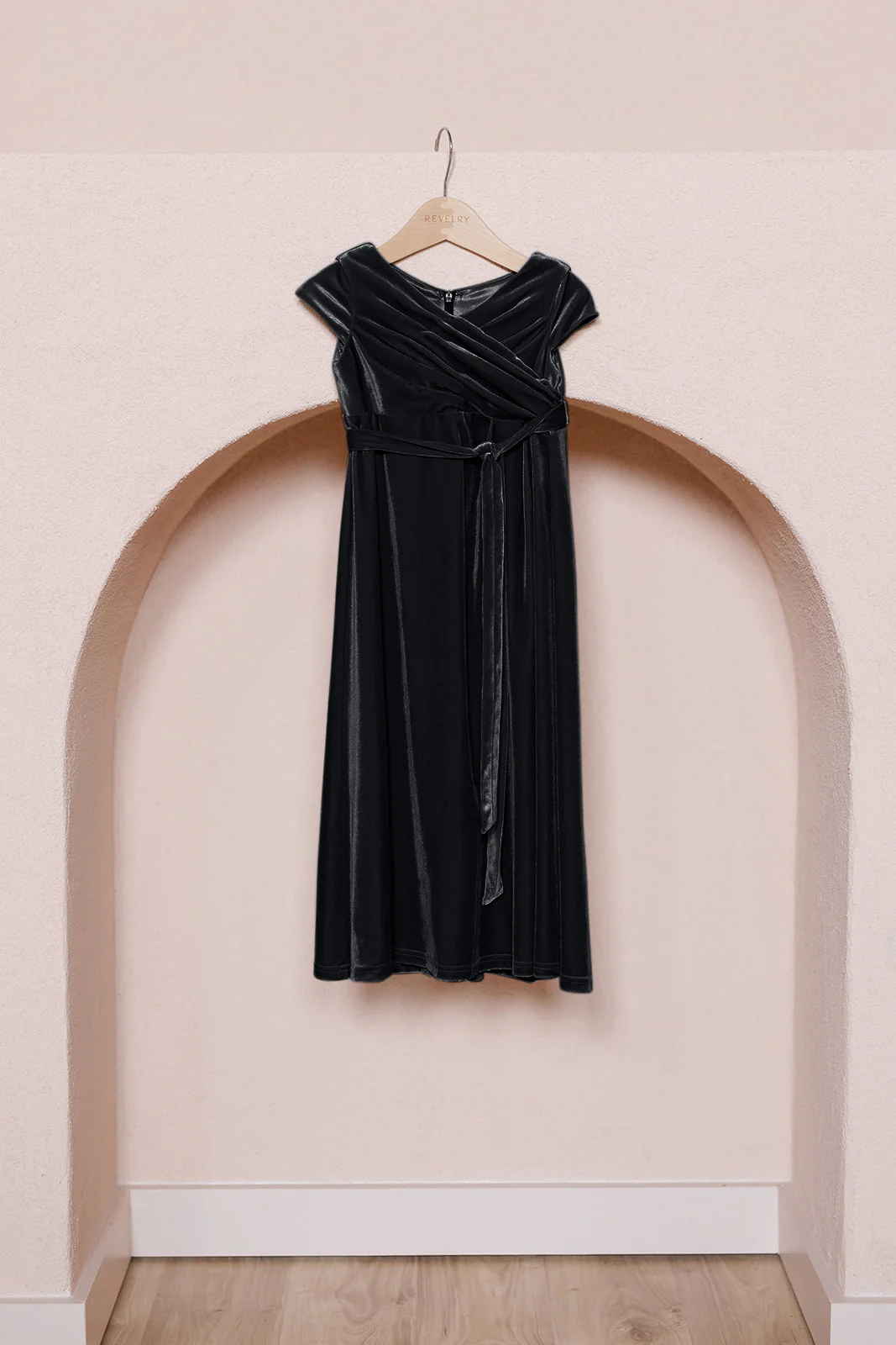 Kids Harper Faux-Wrap Velvet Dress | Made To Order - Image 9