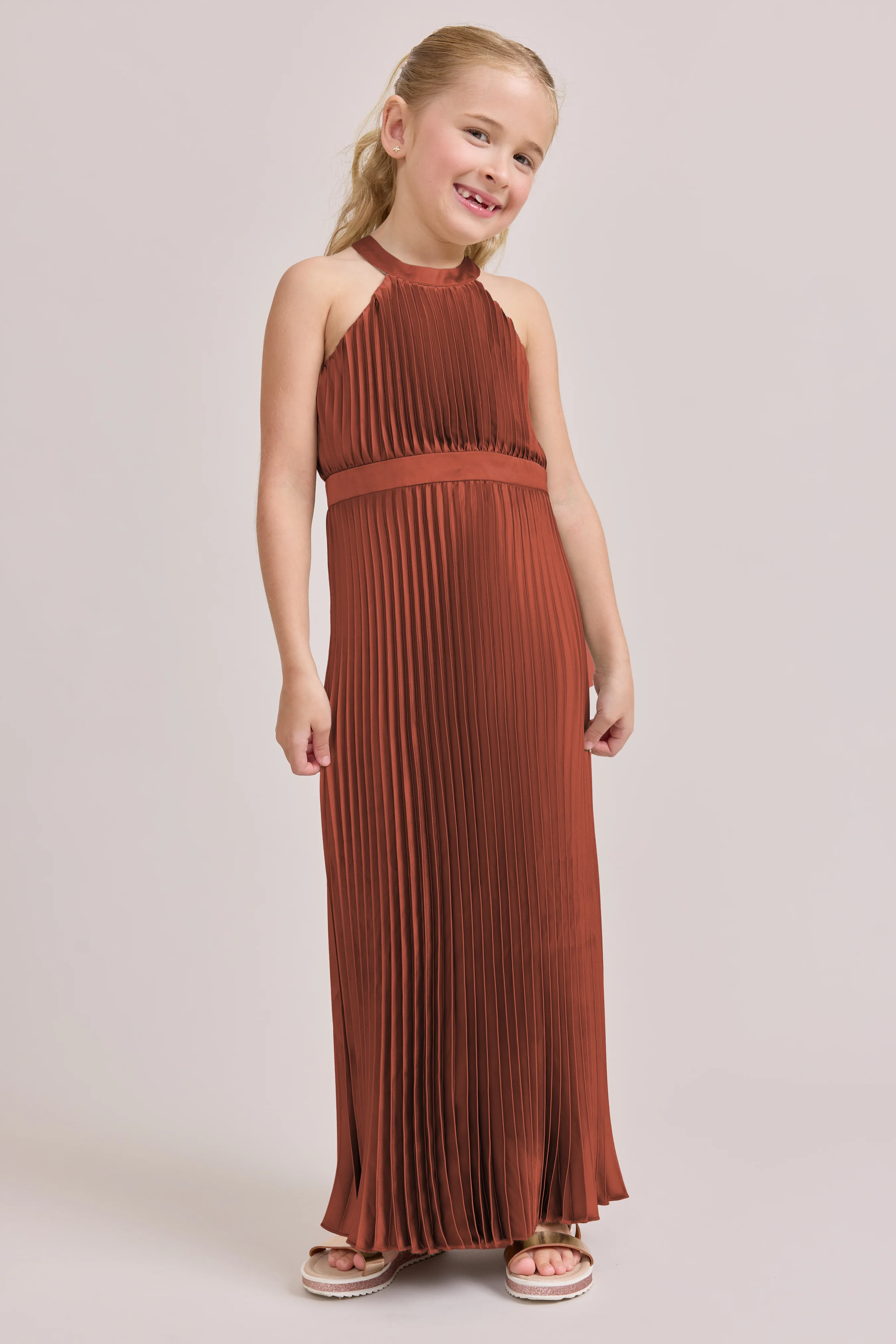 Kids Mazie Satin Pleated Dress | Made To Order - Image 102