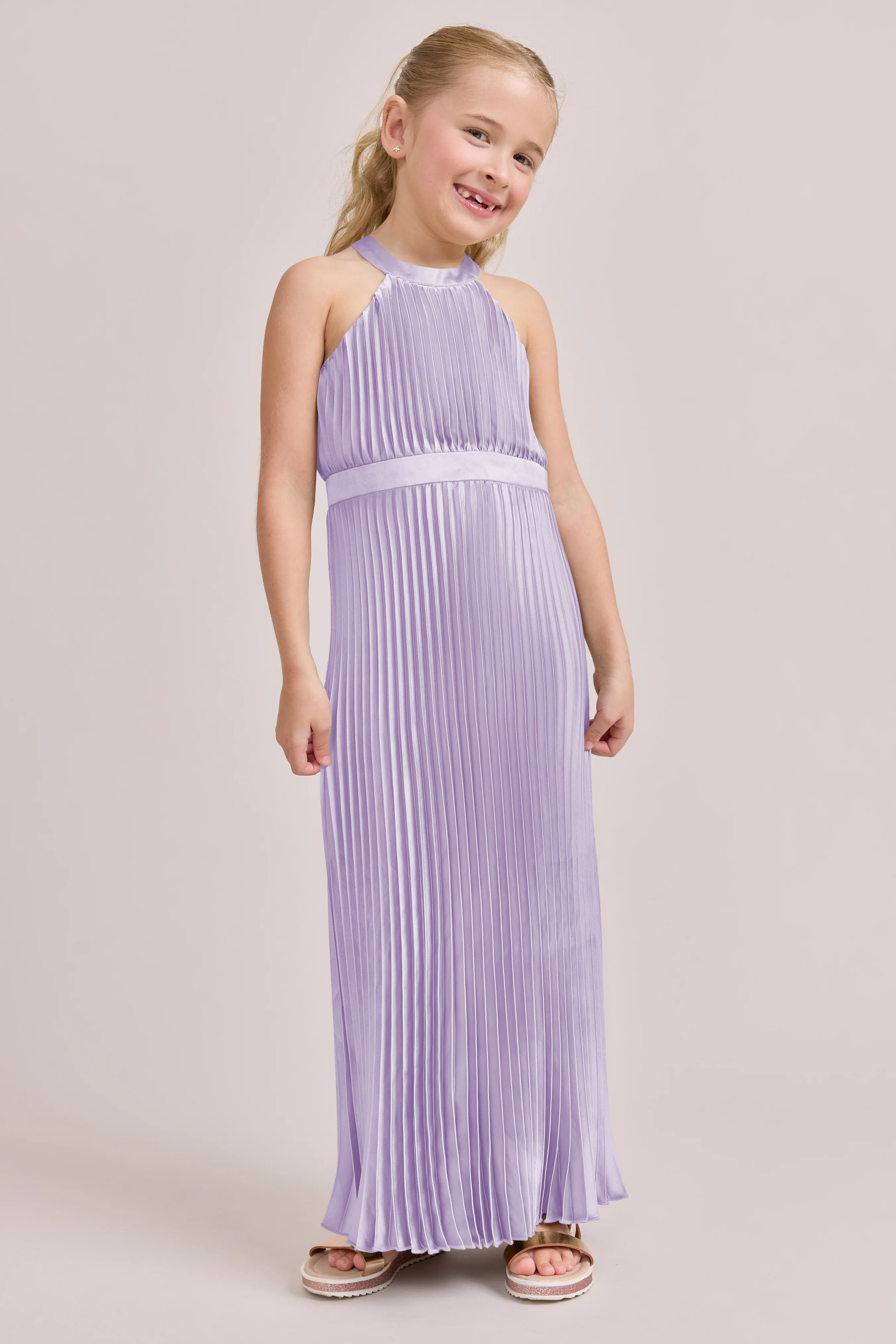 Kids Mazie Satin Pleated Dress | Made To Order - Image 13