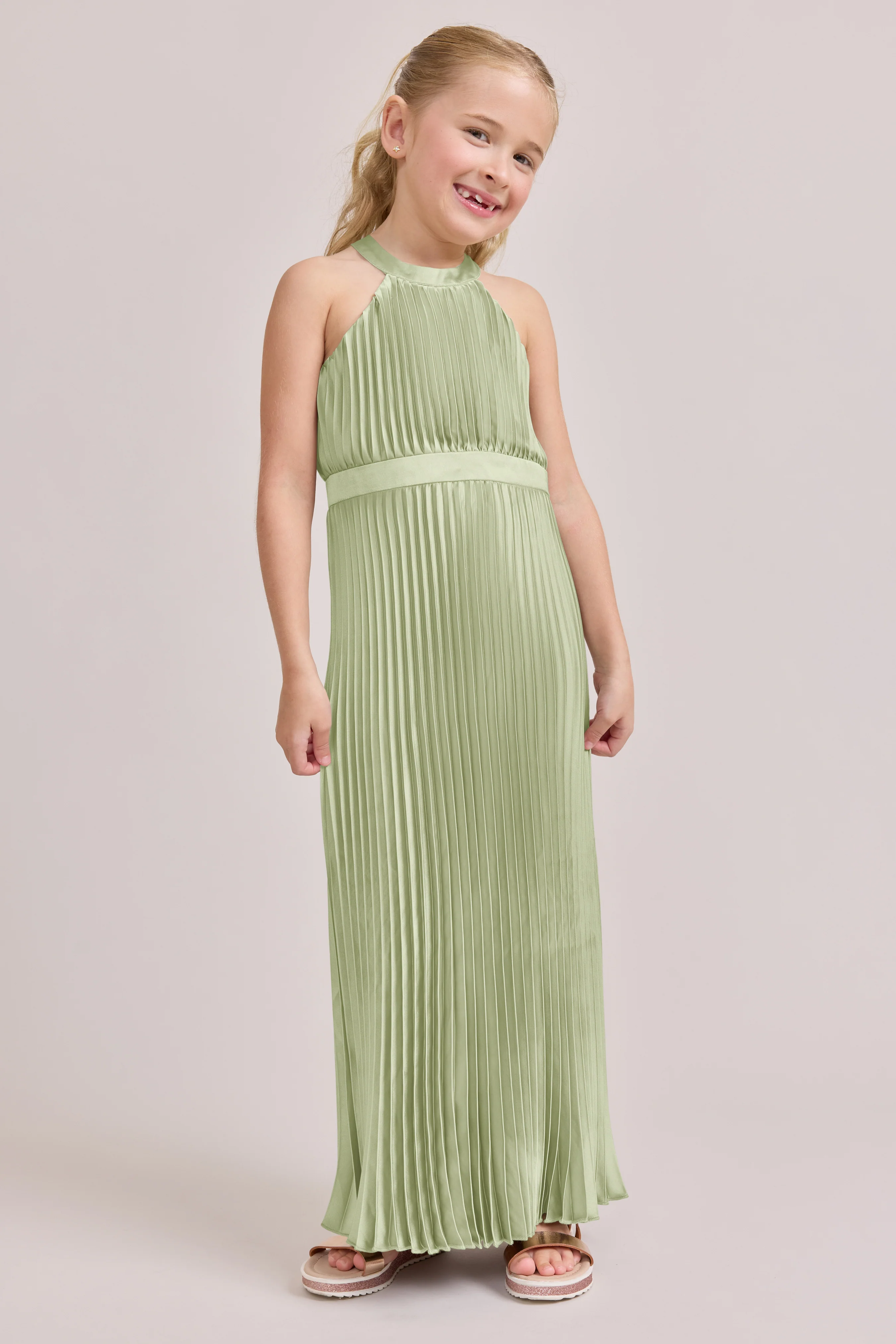 Kids Mazie Satin Pleated Dress | Made To Order - Image 15