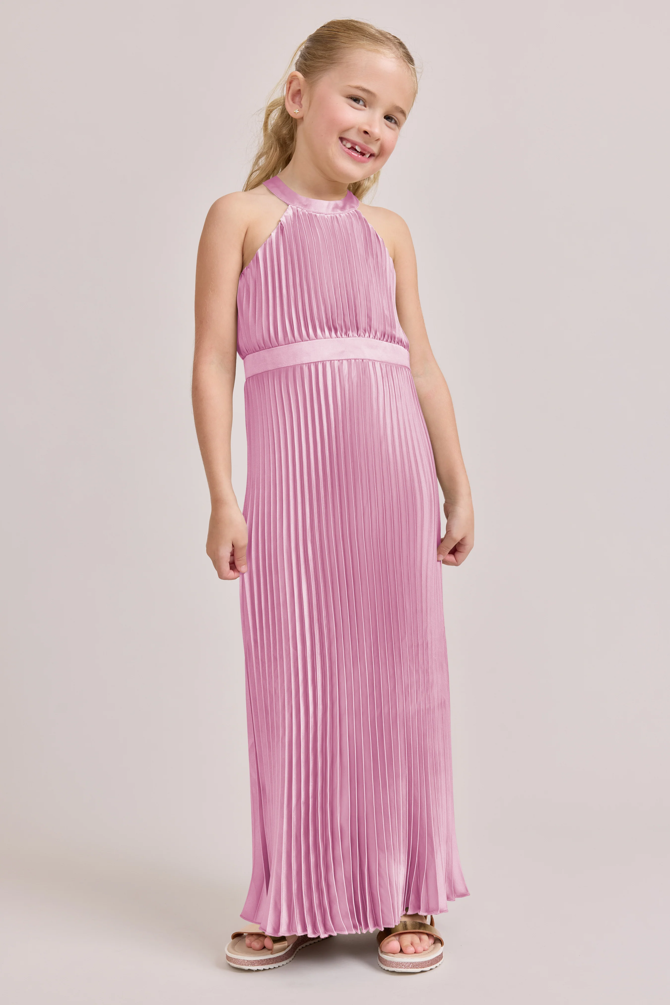 Kids Mazie Satin Pleated Dress | Made To Order - Image 16
