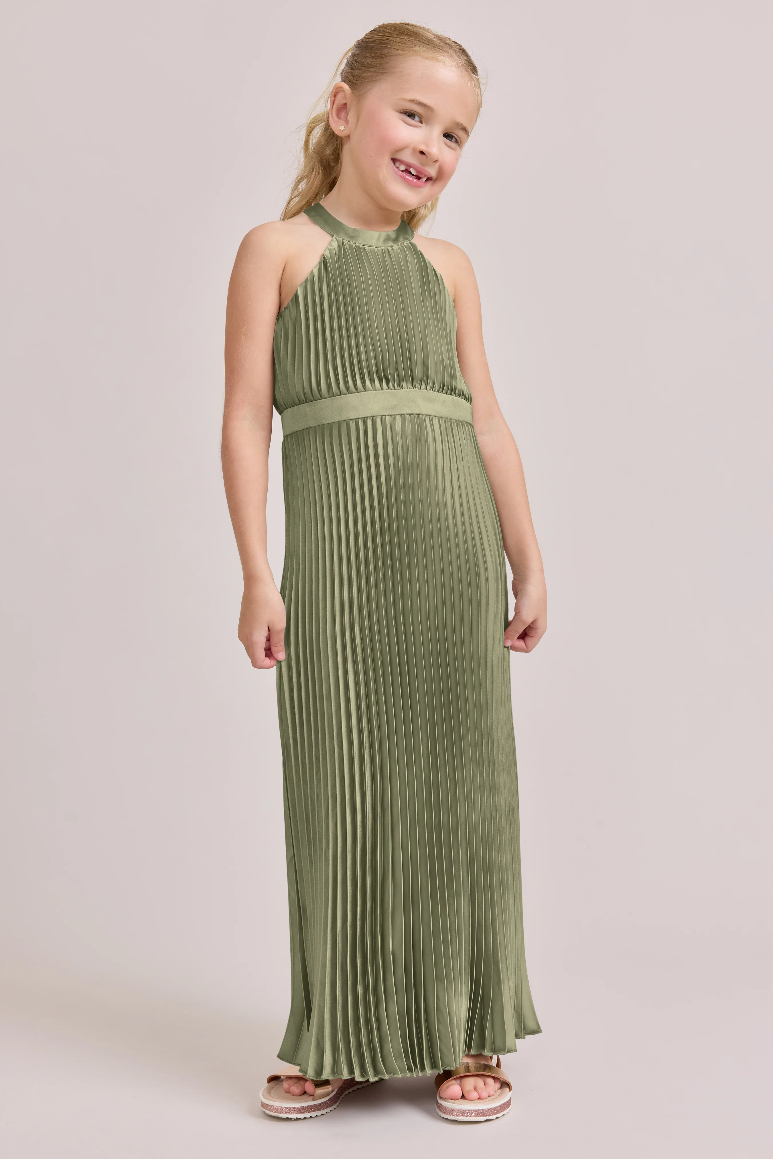 Kids Mazie Satin Pleated Dress | Made To Order - Image 17
