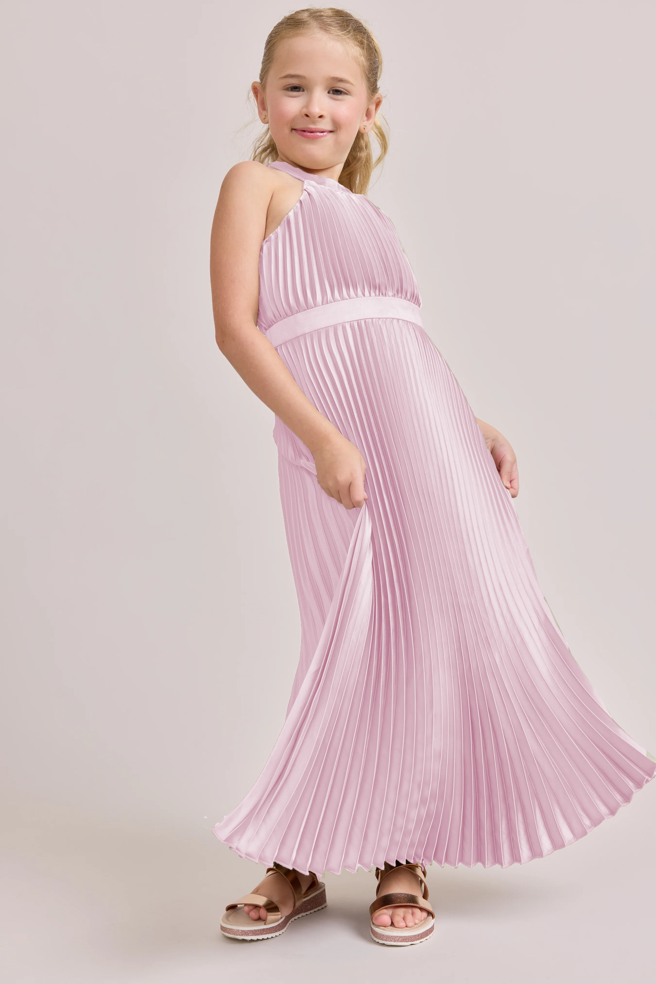 Kids Mazie Satin Pleated Dress | Made To Order - Image 52