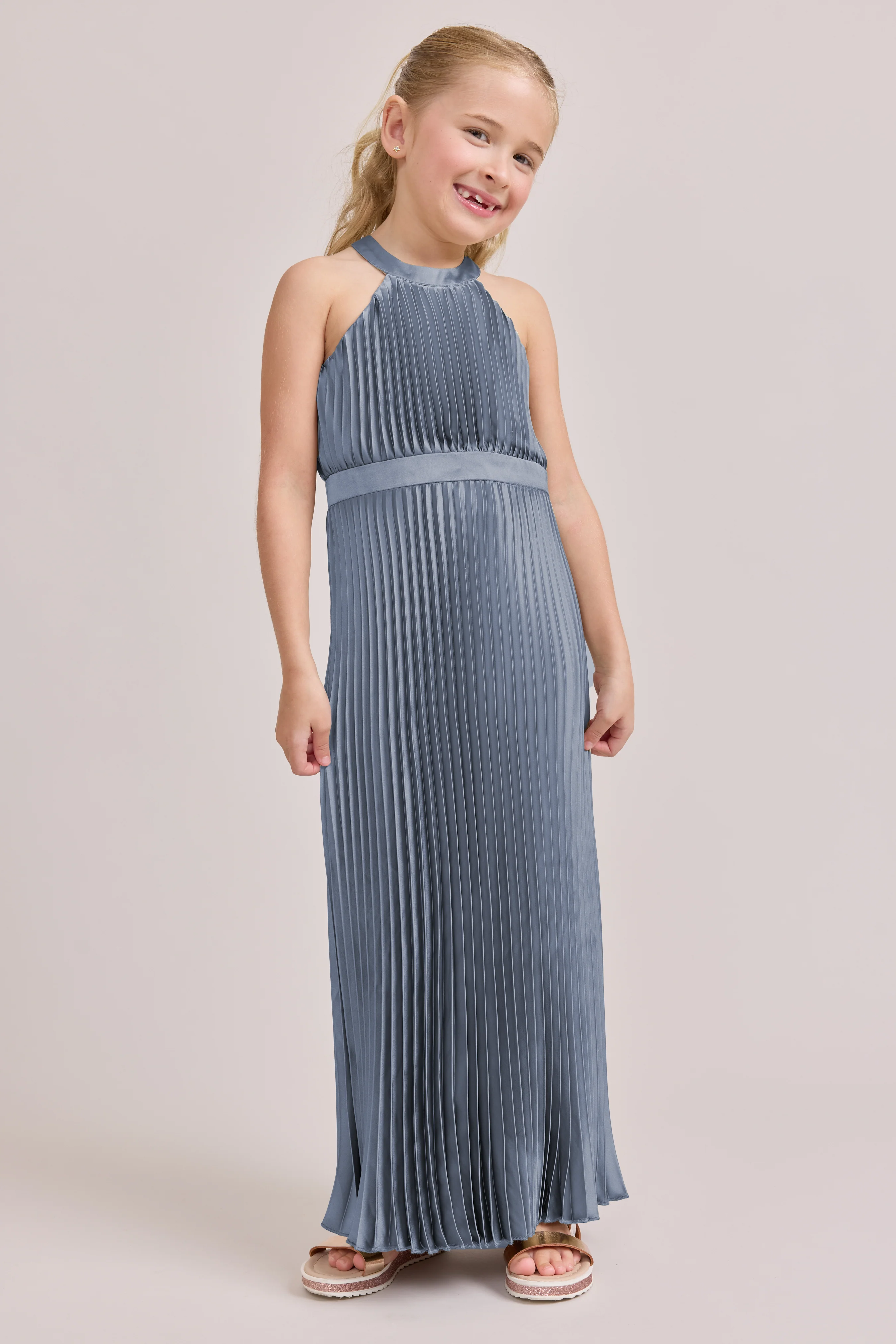 Kids Mazie Satin Pleated Dress | Made To Order - Image 70