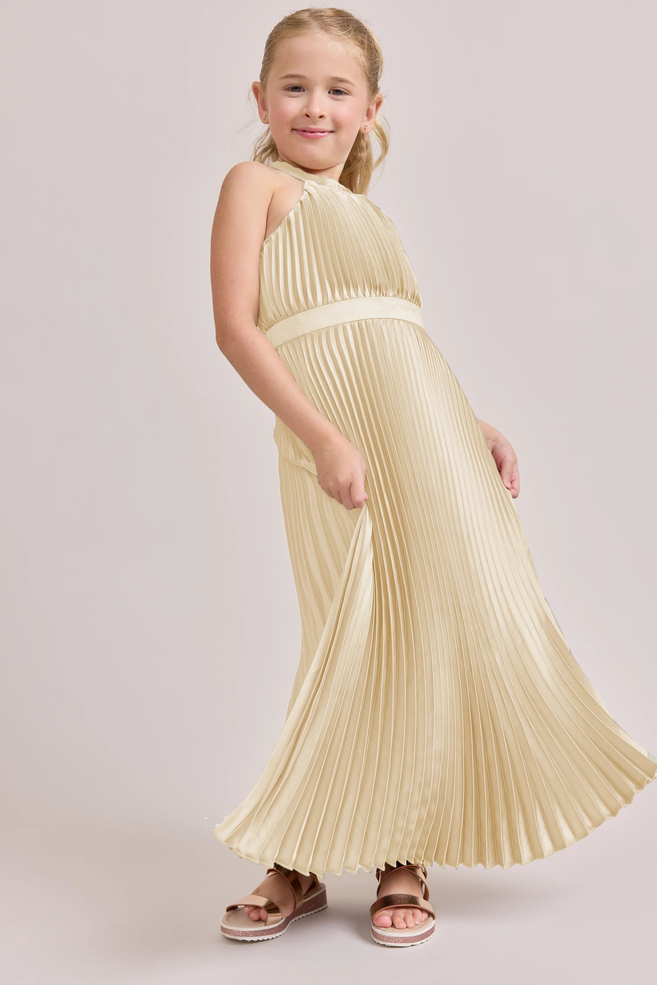 Kids Mazie Satin Pleated Dress | Made To Order - Image 84