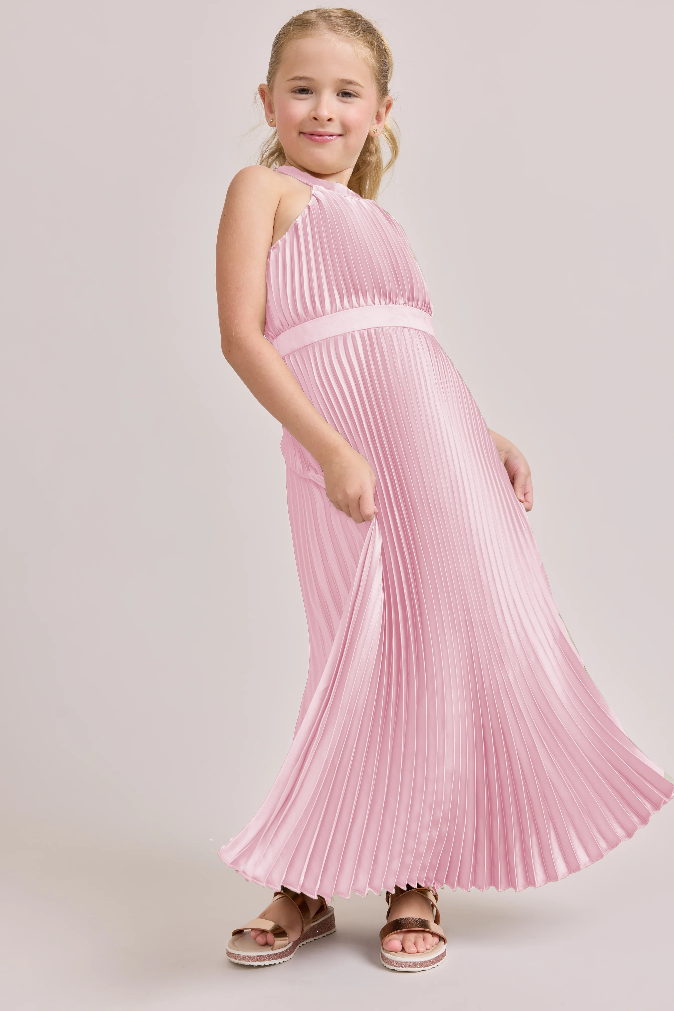 Kids Mazie Satin Pleated Dress | Made To Order - Image 86