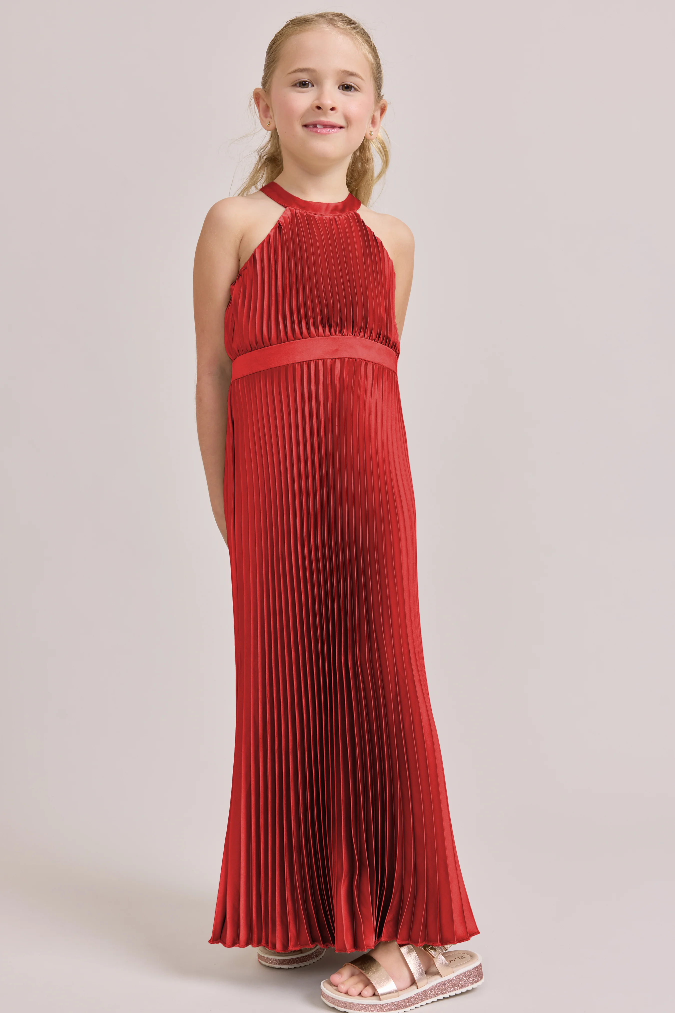 Kids Mazie Satin Pleated Dress | Made To Order - Image 89