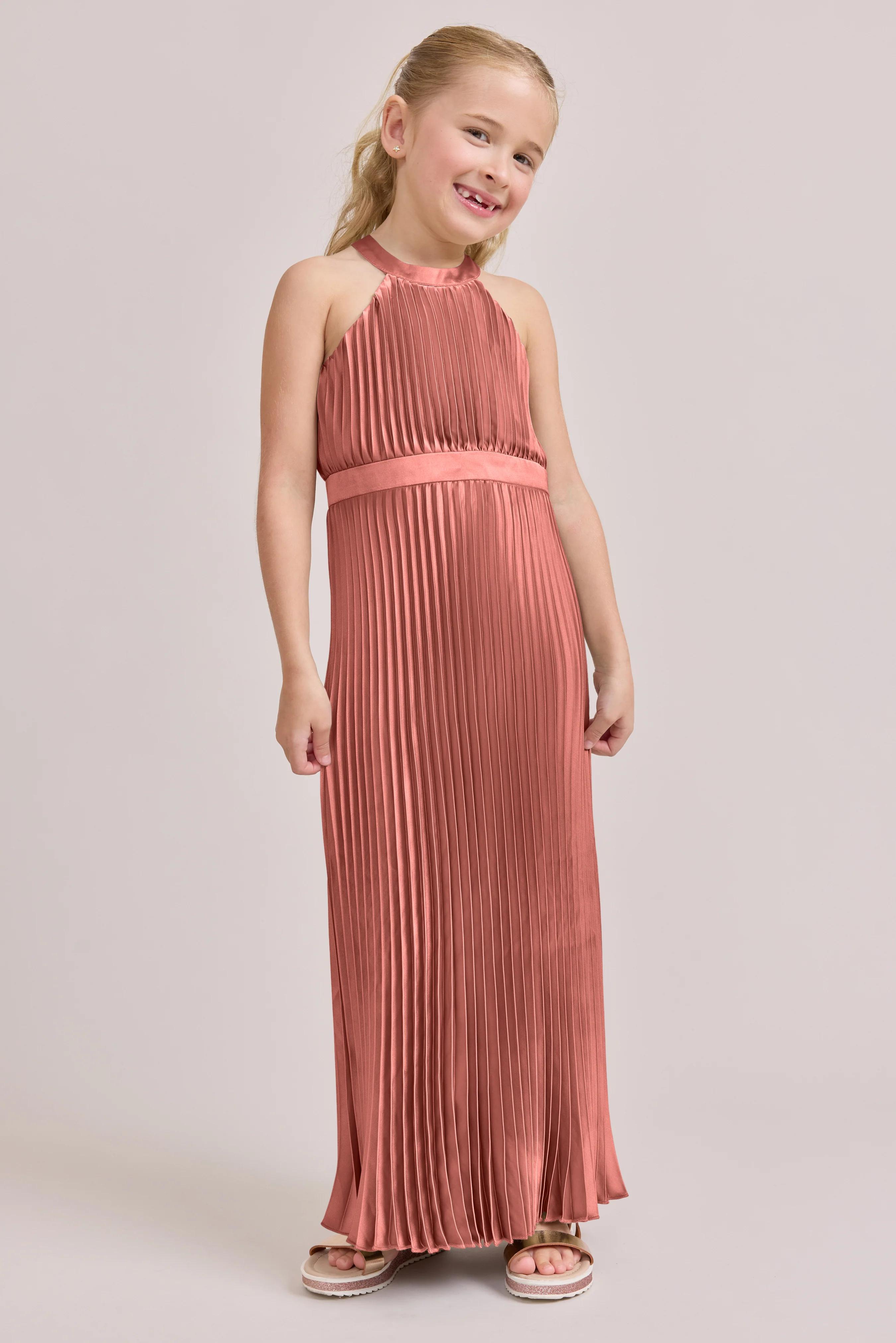 Kids Mazie Satin Pleated Dress | Made To Order - Image 9