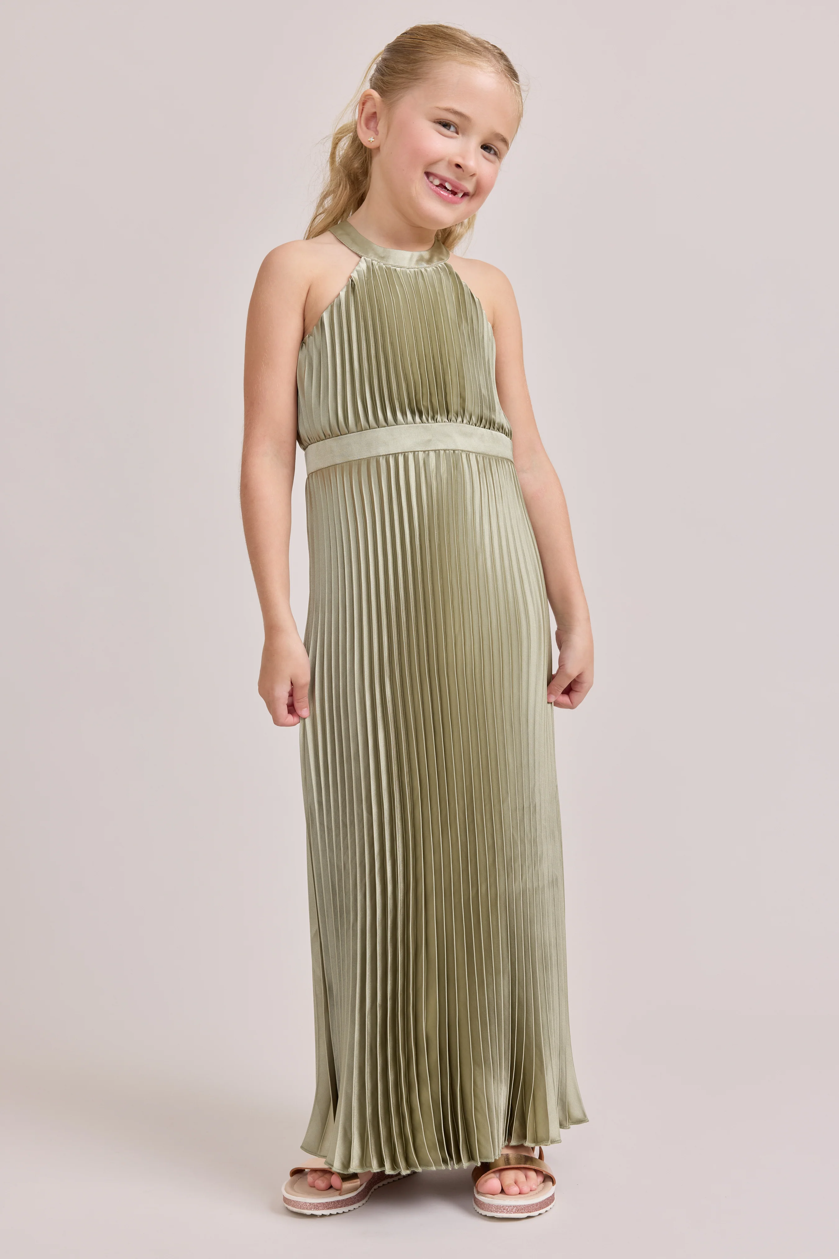 Kids Mazie Satin Pleated Dress | Made To Order - Image 94