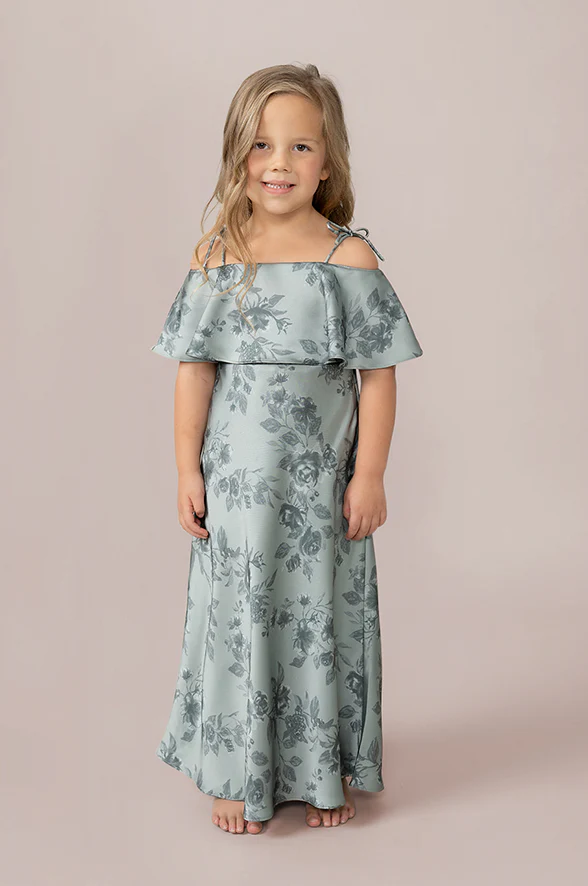Kids Riley Convertible Satin Floral Print Dress | Made To Order - Image 3
