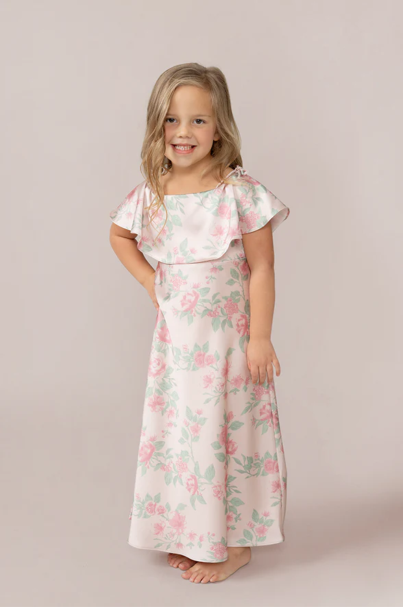 Kids Riley Convertible Satin Floral Print Dress | Made To Order - Image 5