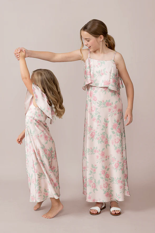 Kids Riley Convertible Satin Floral Print Dress | Made To Order - Image 6