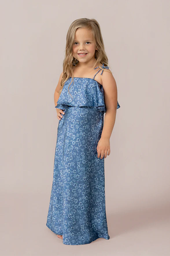Kids Riley Convertible Satin Floral Print Dress | Made To Order - Image 7