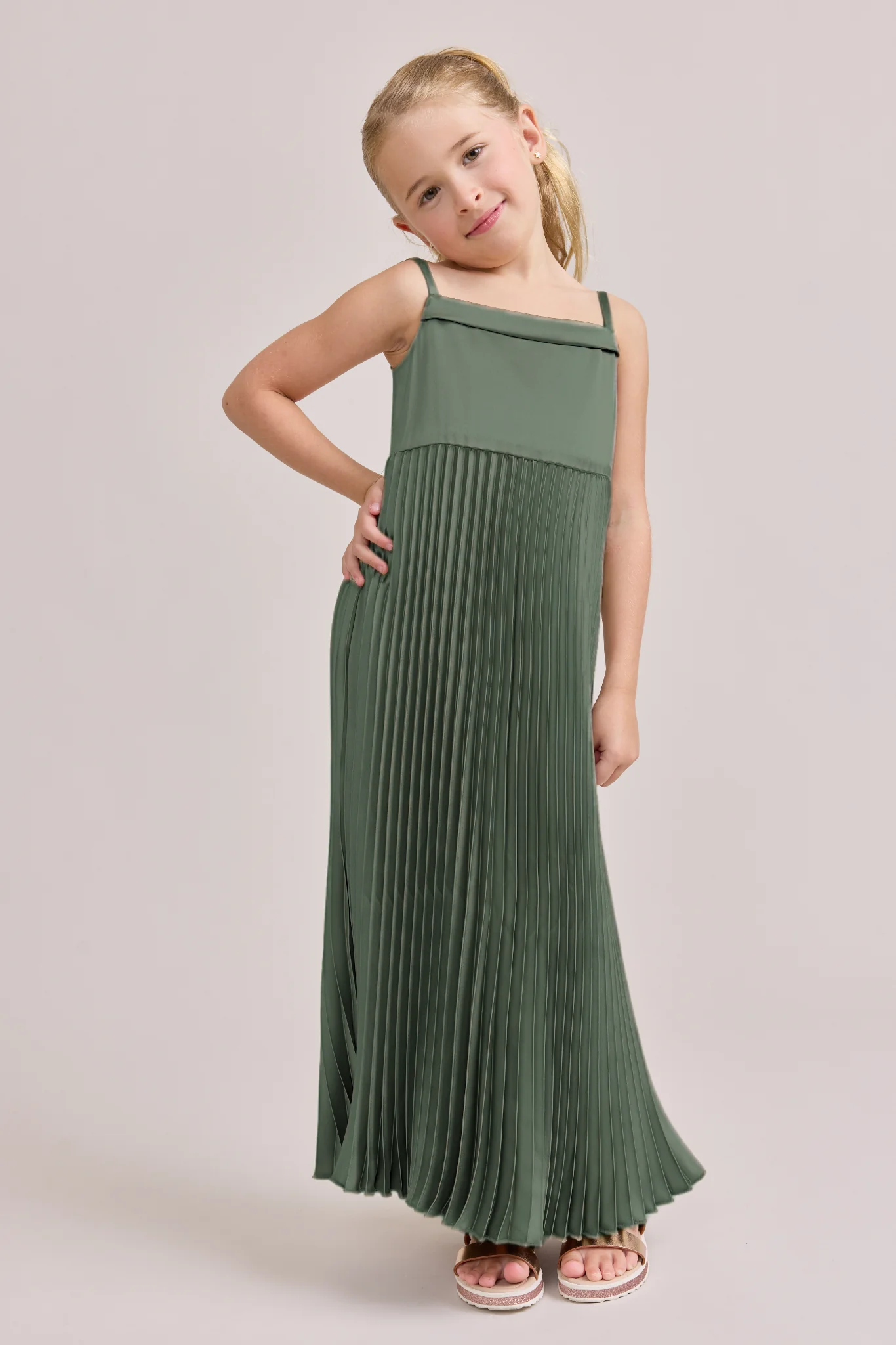Kids Saylor Satin Pleated Dress | Made To Order - Image 13