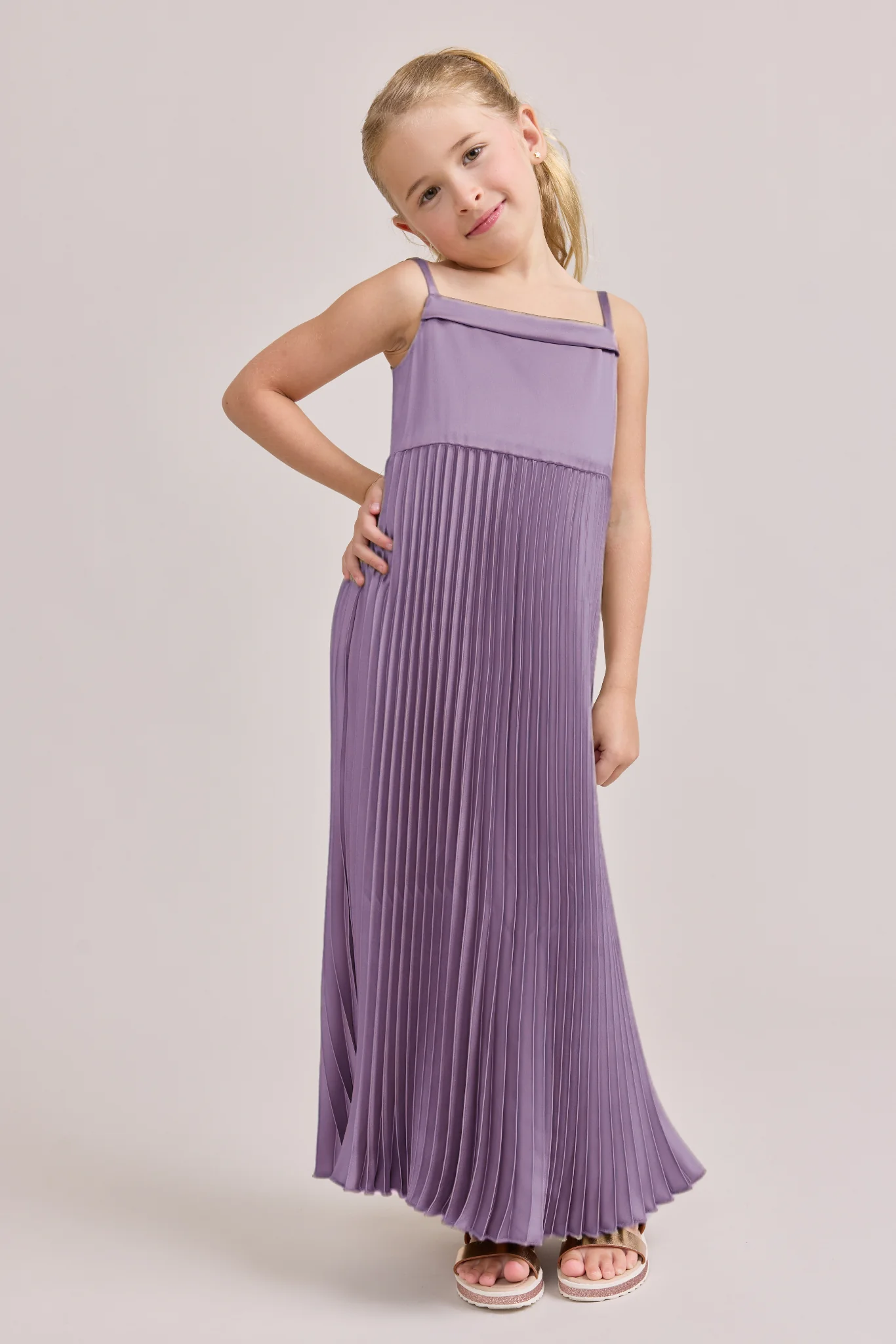 Kids Saylor Satin Pleated Dress | Made To Order - Image 15