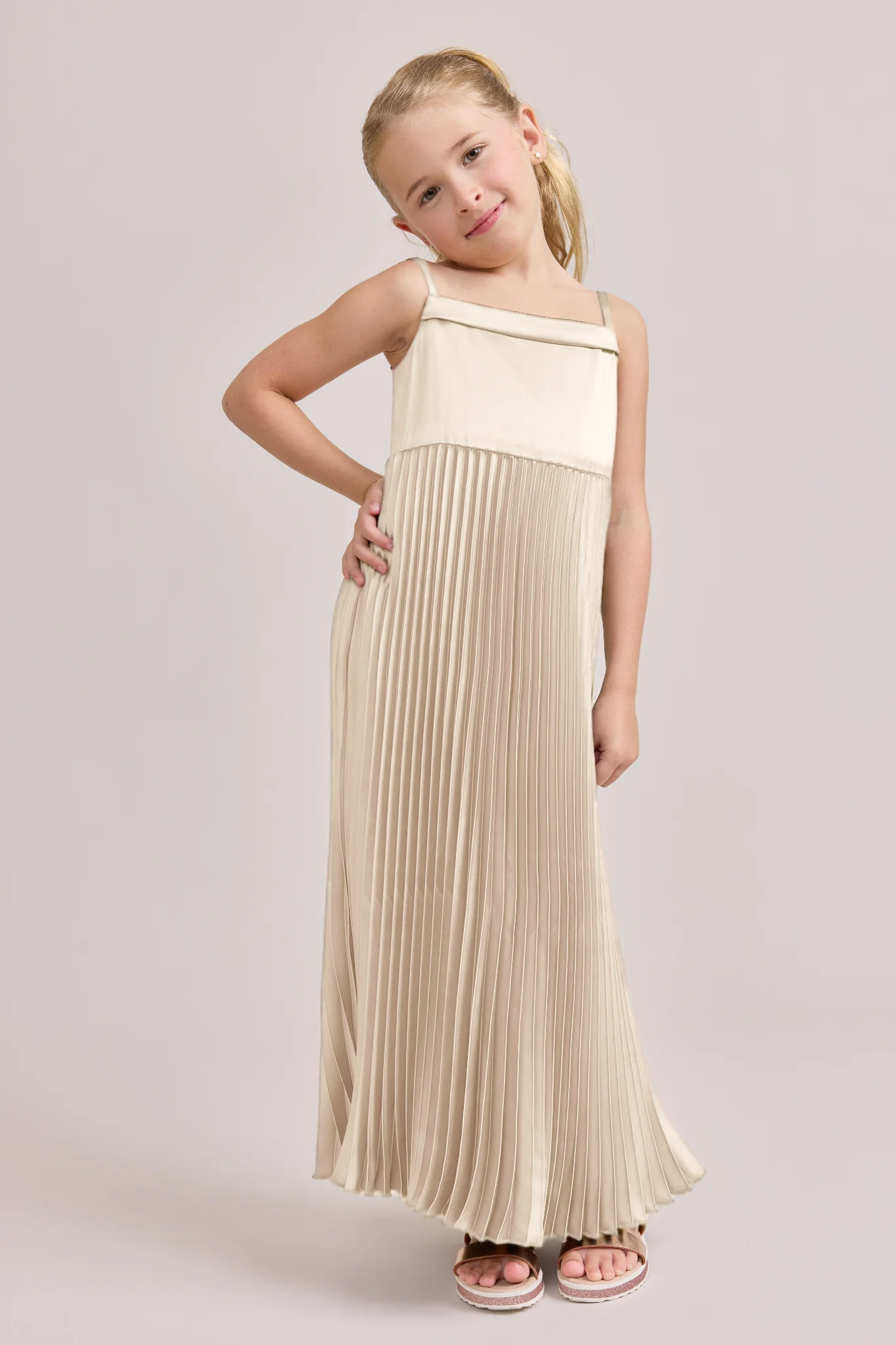 Kids Saylor Satin Pleated Dress | Made To Order - Image 20