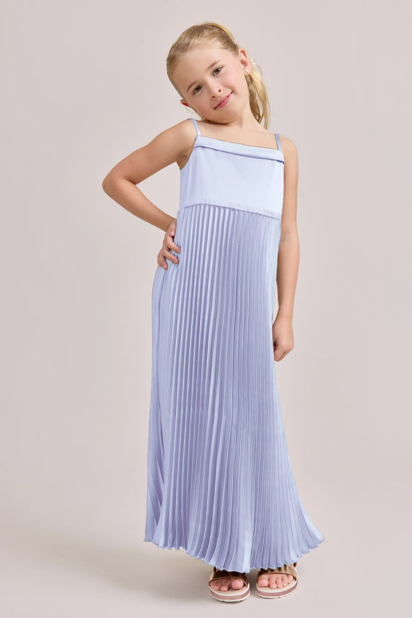 Kids Saylor Satin Pleated Dress | Made To Order - Image 36