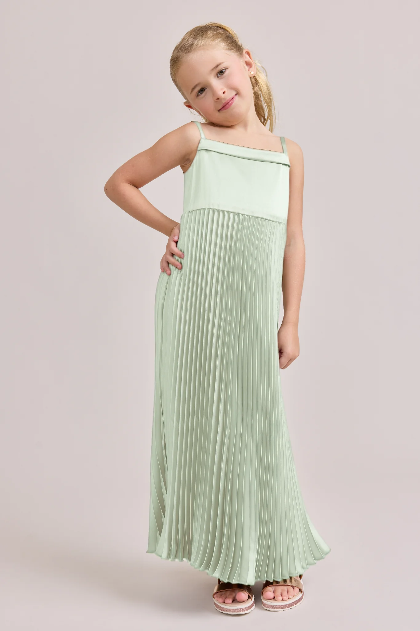 Kids Saylor Satin Pleated Dress | Made To Order - Image 37