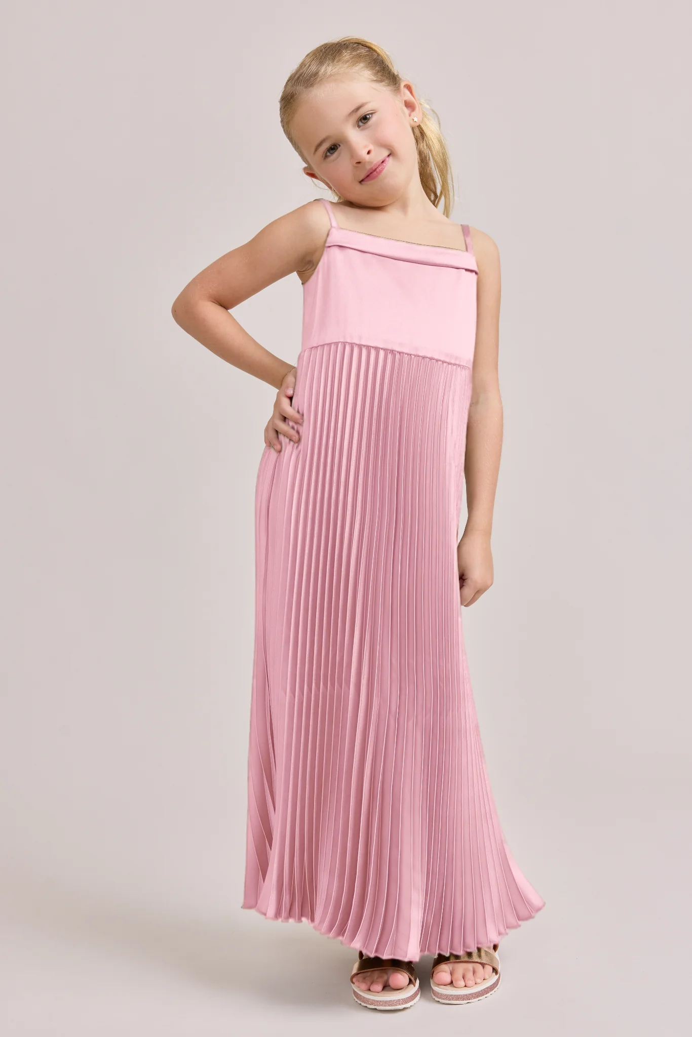 Kids Saylor Satin Pleated Dress | Made To Order - Image 43