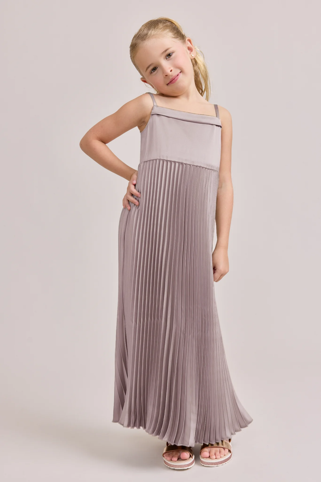 Kids Saylor Satin Pleated Dress | Made To Order - Image 49