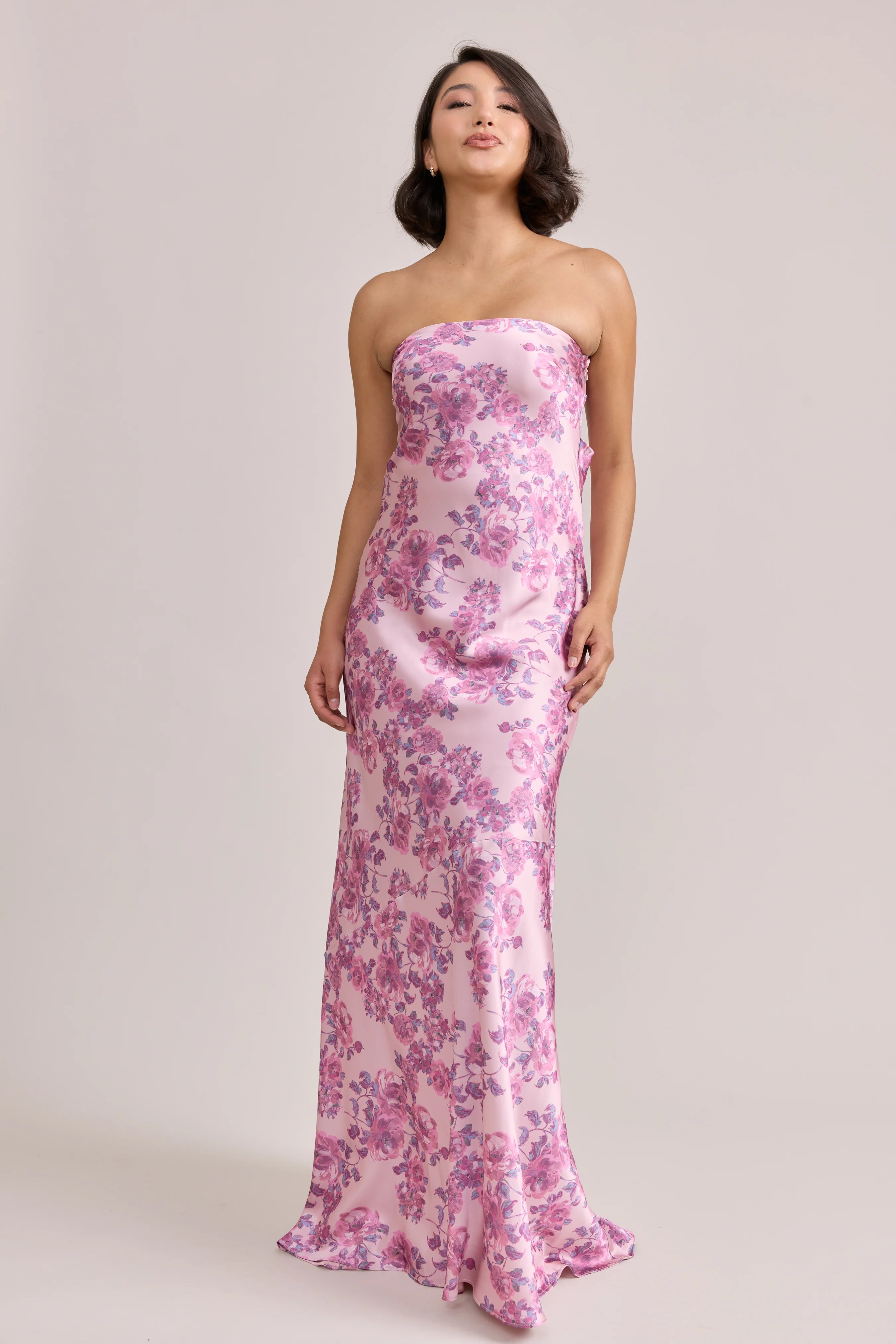Leo Satin Floral Print Dress | Made To Order - Image 12